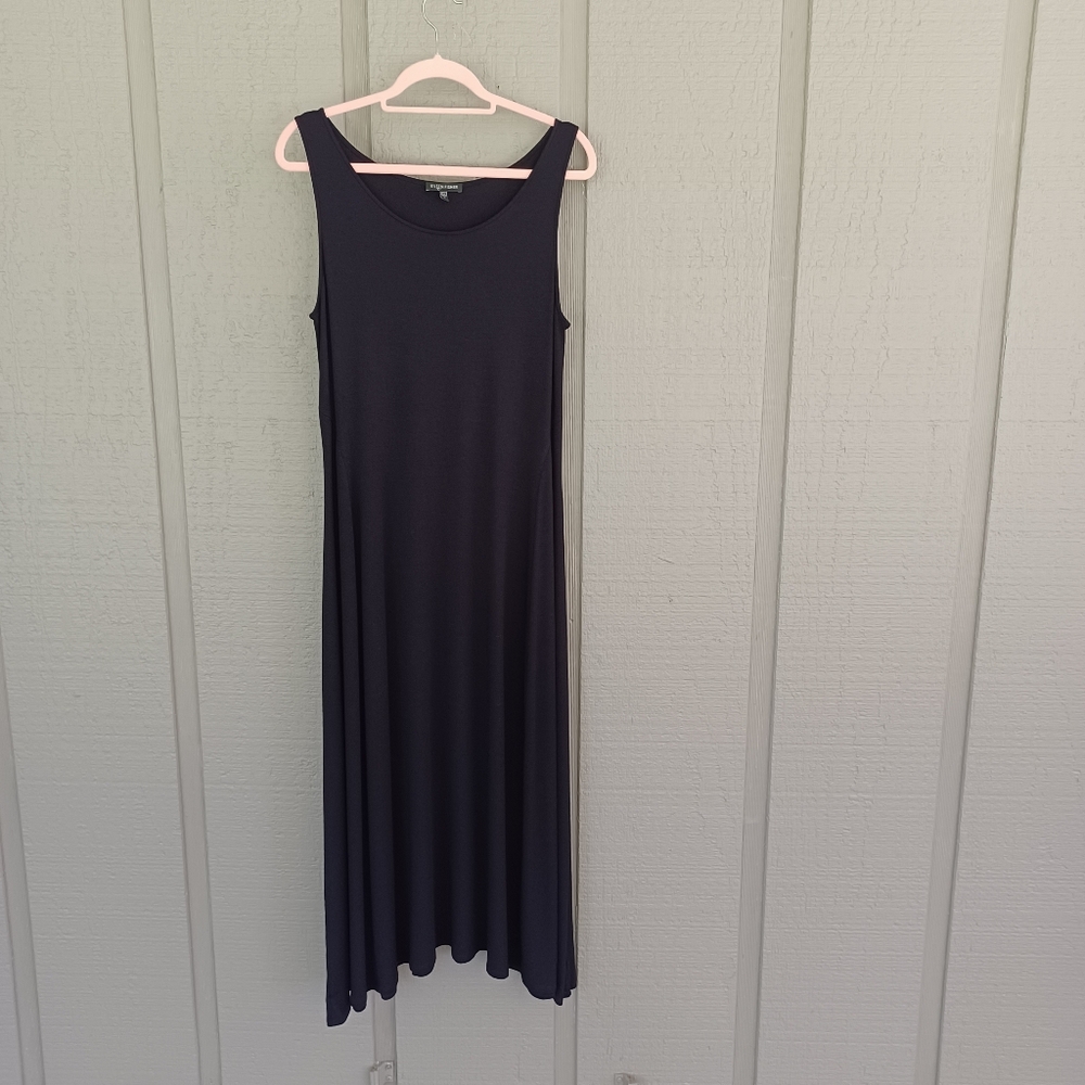 Eileen Fisher Black Jersey Tank Dress Size M Minimalist Rayon Blend Stretch
